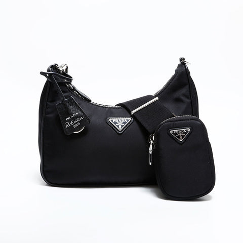 プラダ PRADA ナイロン ホーボー Re-Edition 2way ショルダーバッグ ブラック WS22471