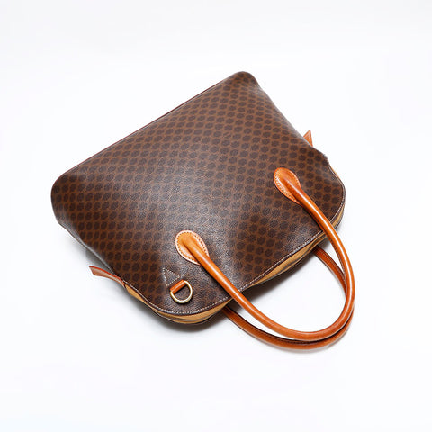 セリーヌ CELINE PVC マカダム ハンドバッグ ブラウン WS22473