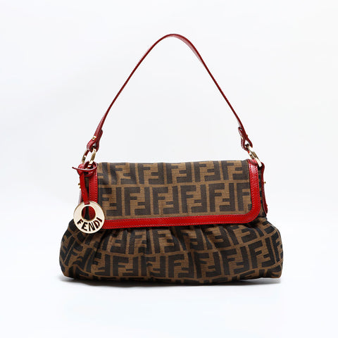 FENDI Zucca Shoulder Bag Brown WS22479