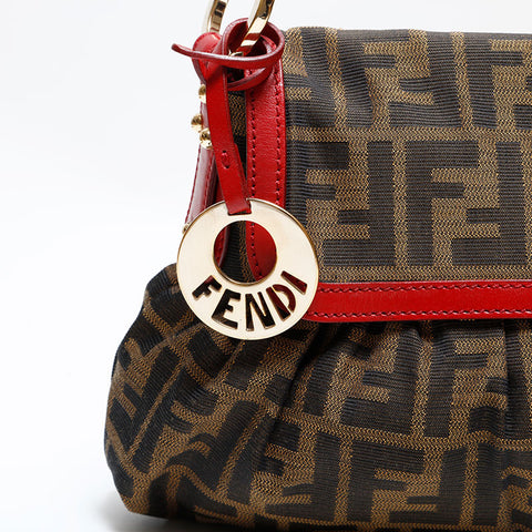 FENDI Zucca Shoulder Bag Brown WS22479