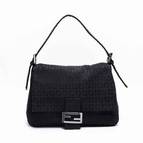 フェンディ FENDI ズッキーノ キャンバス マンマ ショルダーバッグ ブラック WS22480