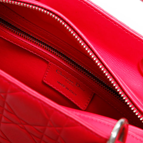 クリスチャンディオール Christian Dior レディ ディオール 2way ラムスキン ミディアム ハンドバッグ ピンク WS22481