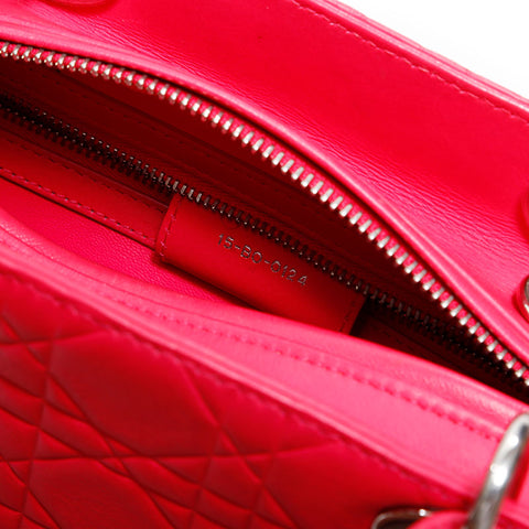 クリスチャンディオール Christian Dior レディ ディオール 2way ラムスキン ミディアム ハンドバッグ ピンク WS22481