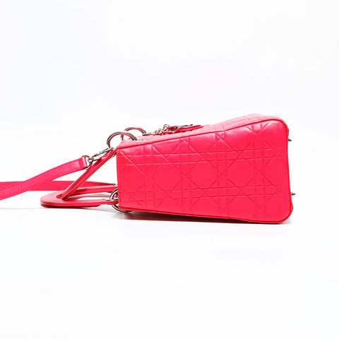 クリスチャンディオール Christian Dior レディ ディオール 2way ラムスキン ミディアム ハンドバッグ ピンク WS22481