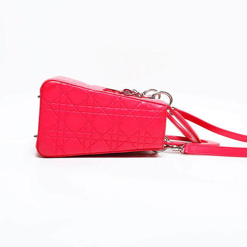 クリスチャンディオール Christian Dior レディ ディオール 2way ラムスキン ミディアム ハンドバッグ ピンク WS22481