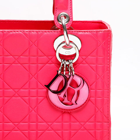 クリスチャンディオール Christian Dior レディ ディオール 2way ラムスキン ミディアム ハンドバッグ ピンク WS22481
