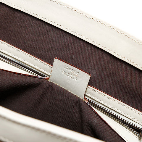 グッチ GUCCI GGキャンバス レザー トート ハンドバッグ アイボリー WS22482