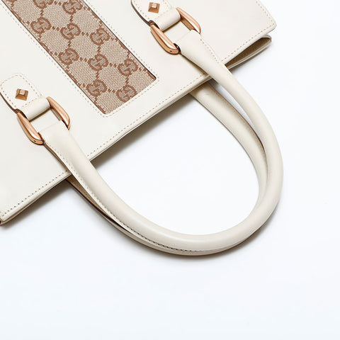 グッチ GUCCI GGキャンバス レザー トート ハンドバッグ アイボリー WS22482