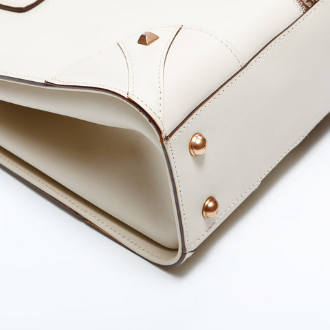 グッチ GUCCI GGキャンバス レザー トート ハンドバッグ アイボリー WS22482