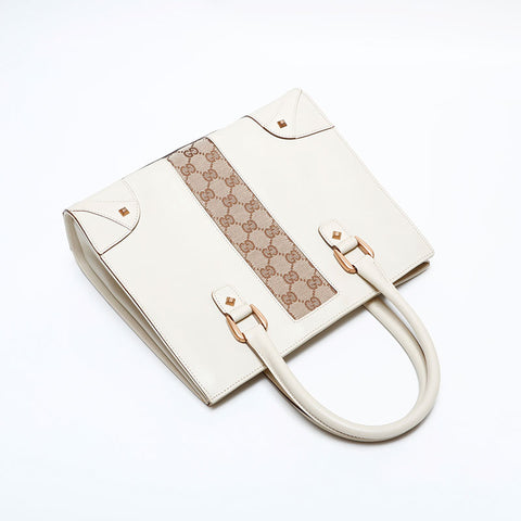 グッチ GUCCI GGキャンバス レザー トート ハンドバッグ アイボリー WS22482