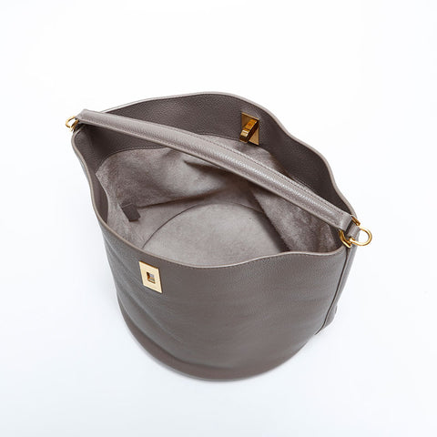 セリーヌ CELINE レザー バケット 16 セーズ 2way ハンドバッグ グレー WS22483