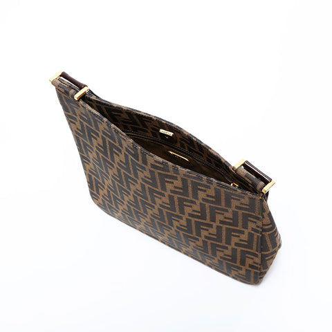 フェンディ FENDI ズッカ キャンバス ショルダーバッグ ブラウン WS22484