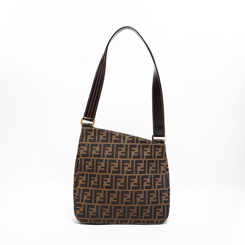 フェンディ FENDI ズッカ キャンバス ショルダーバッグ ブラウン WS22484