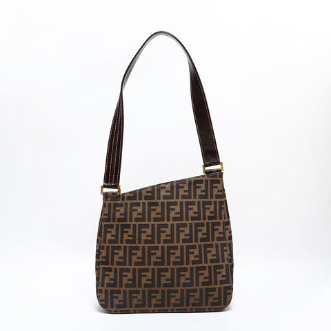 フェンディ FENDI ズッカ キャンバス ショルダーバッグ ブラウン WS22484