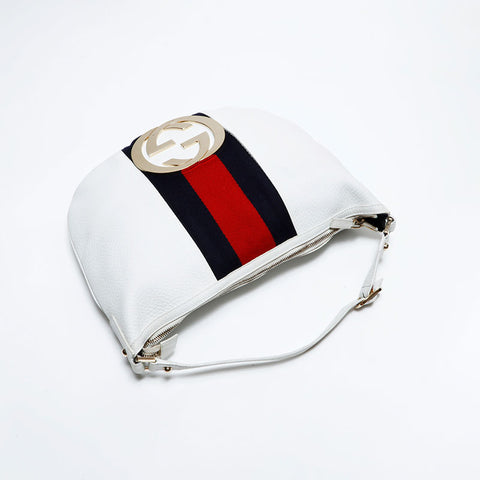 グッチ GUCCI レザー シェリーライン インターロッキング G ショルダーバッグ ホワイト WS22485