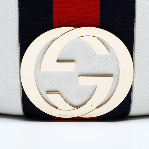グッチ GUCCI レザー シェリーライン インターロッキング G ショルダーバッグ ホワイト WS22485