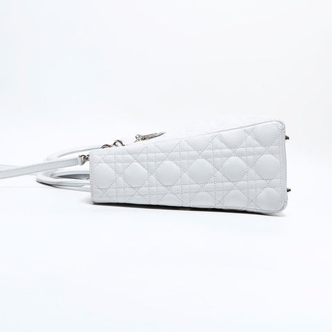 クリスチャンディオール Christian Dior レディ ディオール 2way ラムスキン ラージ ハンドバッグ ホワイト WS22488