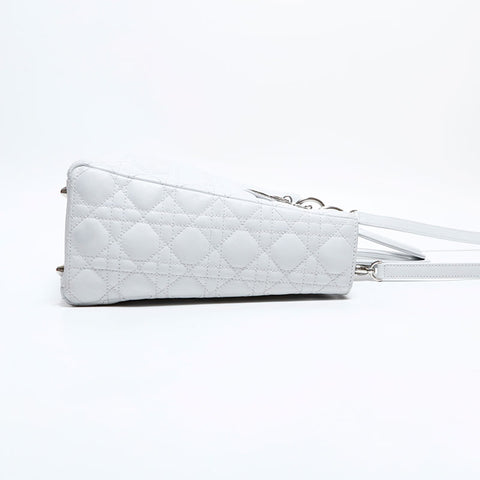 クリスチャンディオール Christian Dior レディ ディオール 2way ラムスキン ラージ ハンドバッグ ホワイト WS22488