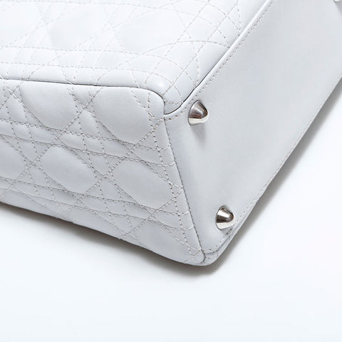 クリスチャンディオール Christian Dior レディ ディオール 2way ラムスキン ラージ ハンドバッグ ホワイト WS22488