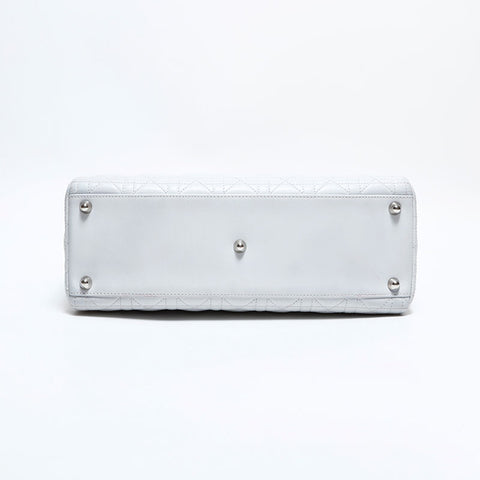 クリスチャンディオール Christian Dior レディ ディオール 2way ラムスキン ラージ ハンドバッグ ホワイト WS22488