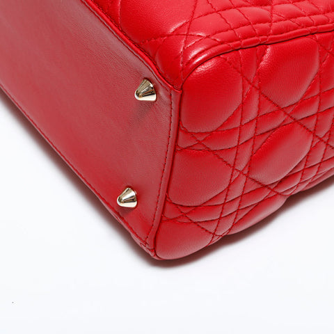 クリスチャンディオール Christian Dior レディ ディオール 2way ラムスキン ミディアム ハンドバッグ レッド WS22489