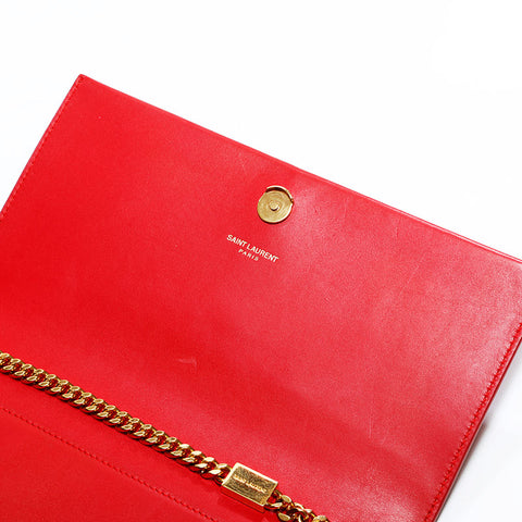 イヴ・サンローラン YVES SAINT LAURENT ケイト レザー ミディアム ショルダーバッグ レッド WS22491