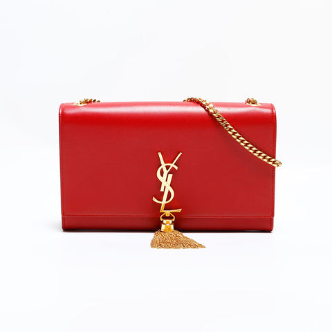 イヴ・サンローラン YVES SAINT LAURENT ケイト レザー ミディアム ショルダーバッグ レッド WS22491