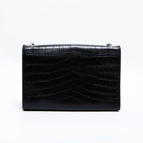 イヴサンローラン ハンドバッグ YSL ゴールド金具 ロゴ型押し 黒 Yves Saint Laurent イヴサンローラン ハンドバッグ クロコ型
