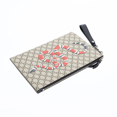 グッチ GUCCI PVC スネーク GG スプリーム クラッチバッグ ブラウン WS22493
