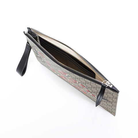 グッチ GUCCI PVC スネーク GG スプリーム クラッチバッグ ブラウン WS22493