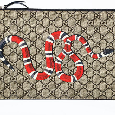 グッチ GUCCI PVC スネーク GG スプリーム クラッチバッグ ブラウン WS22493