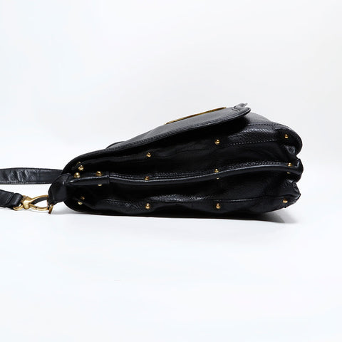 GUCCI Leder ineinandergreifende Umhängetasche schwarz WS22495