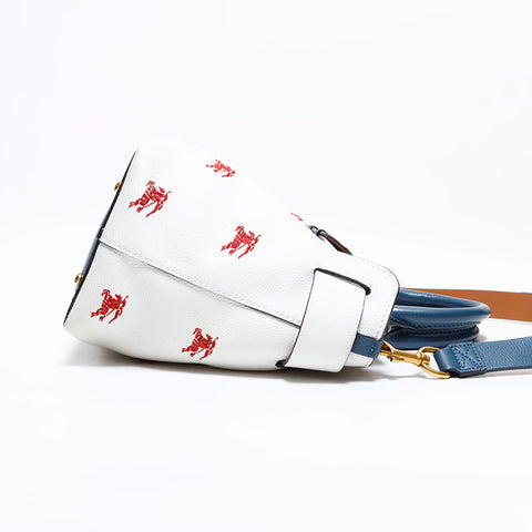 バーバリー BURBERRY ベルトバッグ レザー 2way 刺繍ロゴ ハンドバッグ ホワイト WS22496