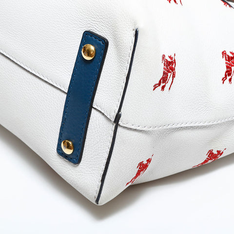 バーバリー BURBERRY ベルトバッグ レザー 2way 刺繍ロゴ ハンドバッグ ホワイト WS22496