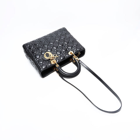 クリスチャンディオール Christian Dior レディ ディオール 2way ラージ ハンドバッグ ブラック WS22500
