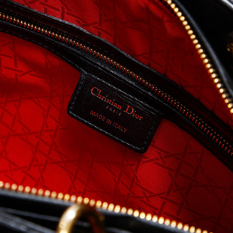 クリスチャンディオール Christian Dior レディ ディオール 2way ラージ ハンドバッグ ブラック WS22500