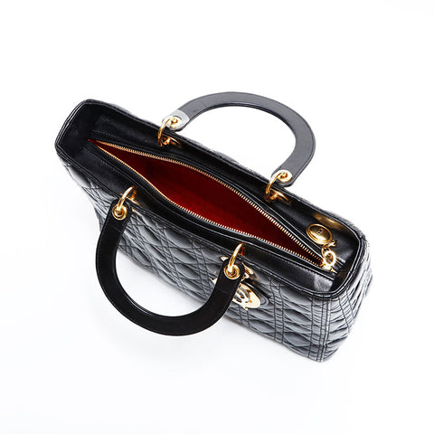 クリスチャンディオール Christian Dior レディ ディオール 2way ラージ ハンドバッグ ブラック WS22500