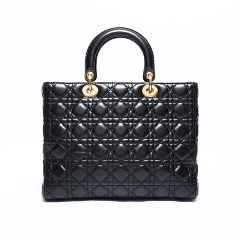 クリスチャンディオール Christian Dior レディ ディオール 2way ラージ ハンドバッグ ブラック WS22500