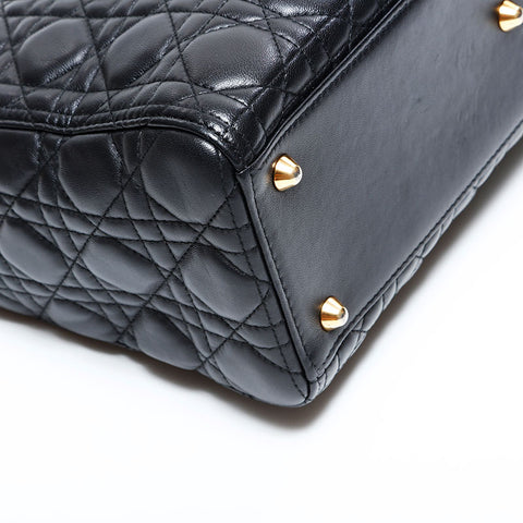 クリスチャンディオール Christian Dior レディ ディオール 2way ラージ ハンドバッグ ブラック WS22500