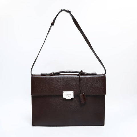 ロエベ LOEWE レザー メッセンジャー 2way ブリーフケース ショルダーバッグ ブラウン WS22503