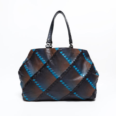 ボッテガヴェネタ BOTTEGAVENETA イントレチャート トートバッグ ブラウン ブルー WS22507