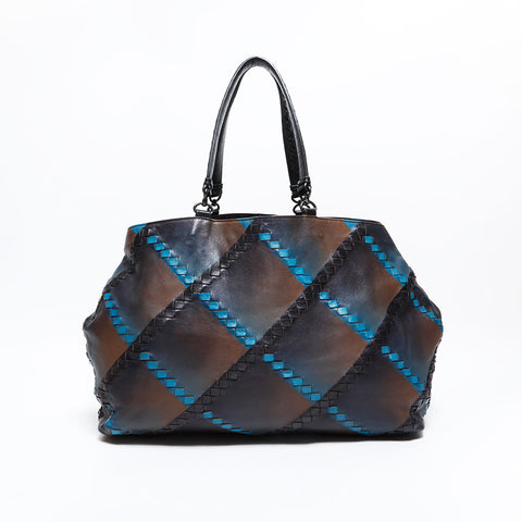 ボッテガヴェネタ BOTTEGAVENETA イントレチャート トートバッグ ブラウン ブルー WS22507