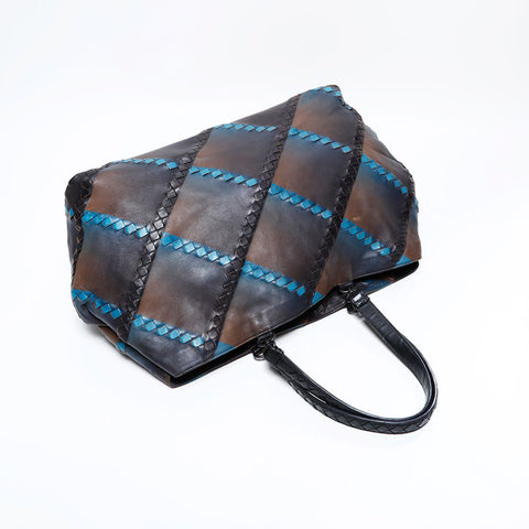 ボッテガヴェネタ BOTTEGAVENETA イントレチャート トートバッグ ブラウン ブルー WS22507
