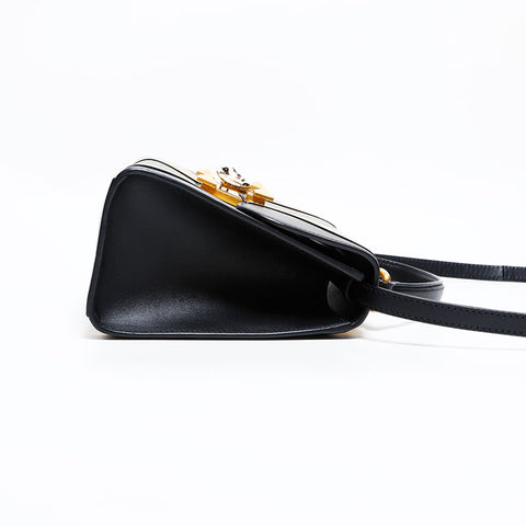 グッチ GUCCI GG スプリーム 2way レザー タイガー トップハンドル ハンドバッグ ブラック WS22508