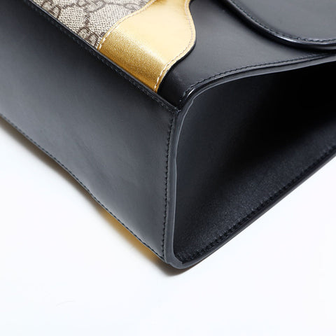 グッチ GUCCI GG スプリーム 2way レザー タイガー トップハンドル ハンドバッグ ブラック WS22508