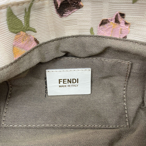 フェンディ FENDI 花柄 フラワー  ポーチ キャンバス ベージュ WS2250