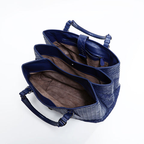 ボッテガヴェネタ BOTTEGAVENETA ローマ イントレチャート ハンドバッグ ブルー WS22512