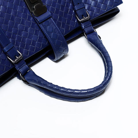 ボッテガヴェネタ BOTTEGAVENETA ローマ イントレチャート ハンドバッグ ブルー WS22512