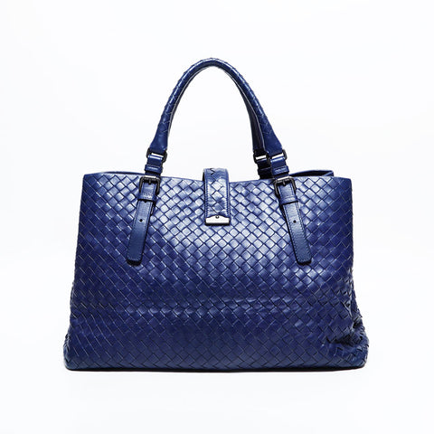 ボッテガヴェネタ BOTTEGAVENETA ローマ イントレチャート ハンドバッグ ブルー WS22512