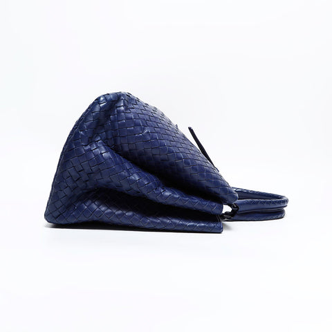 ボッテガヴェネタ BOTTEGAVENETA ローマ イントレチャート ハンドバッグ ブルー WS22512